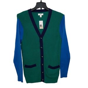 BP Colorblock Varsity Cardigan In Green Blue Colorblock S New With Tags